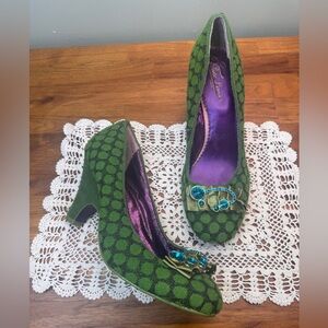 Poetic License Green Polka Dot Blue Gem Heel Art Charm School 41